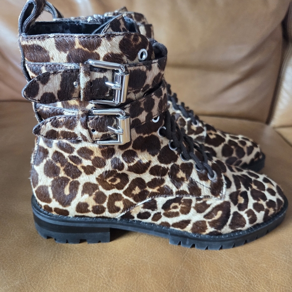 Rebecca Minkoff Jaiden Cowhide Animal Print Combat Boots - Picture 7 of 11